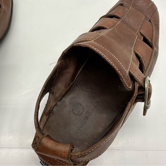 Cole Haan Fisherman Sandals Mens 8.5 Leather Closed Toe Strap Buckle Vibram Sole - Picture 10 of 11